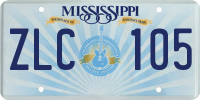 MS license plate ZLC105