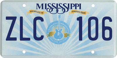 MS license plate ZLC106