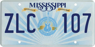 MS license plate ZLC107