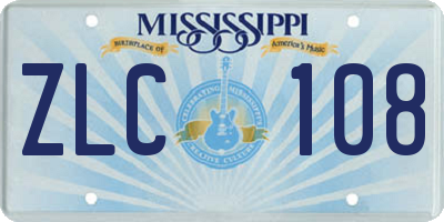 MS license plate ZLC108