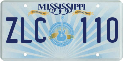 MS license plate ZLC110