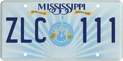 MS license plate ZLC111