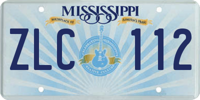 MS license plate ZLC112