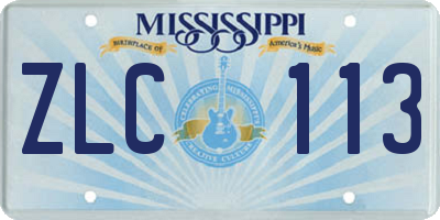 MS license plate ZLC113