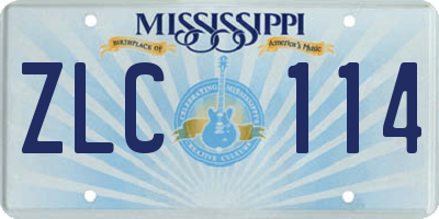 MS license plate ZLC114