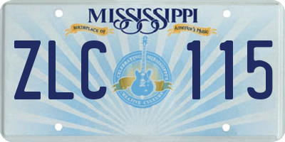 MS license plate ZLC115