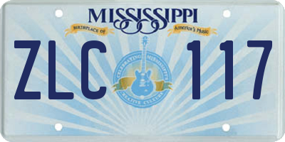 MS license plate ZLC117