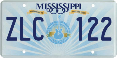 MS license plate ZLC122