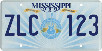 MS license plate ZLC123