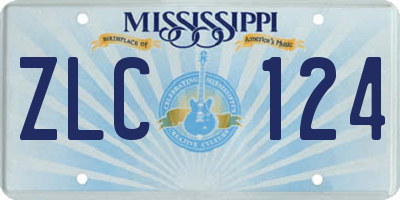 MS license plate ZLC124