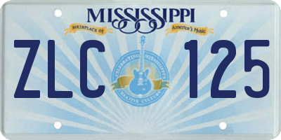 MS license plate ZLC125