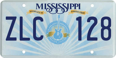 MS license plate ZLC128