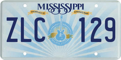 MS license plate ZLC129