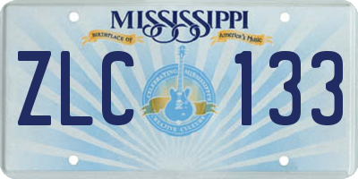MS license plate ZLC133