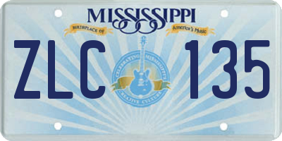 MS license plate ZLC135