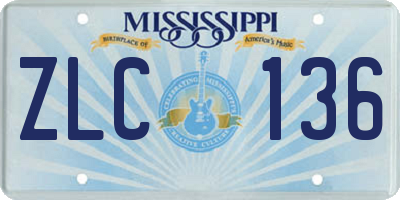 MS license plate ZLC136