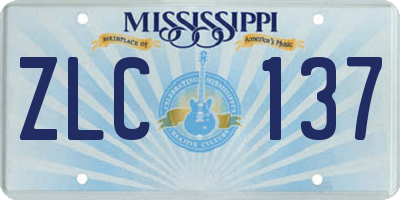 MS license plate ZLC137