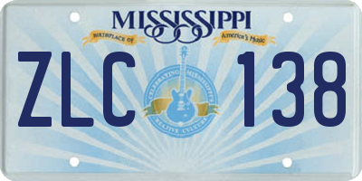 MS license plate ZLC138