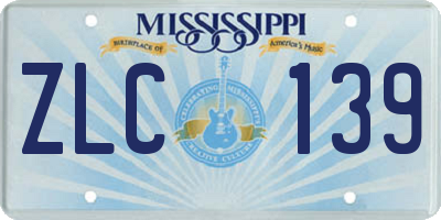 MS license plate ZLC139