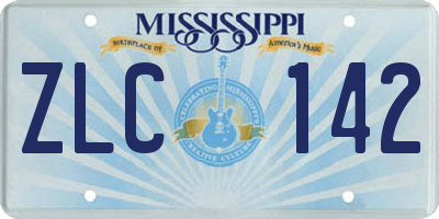 MS license plate ZLC142