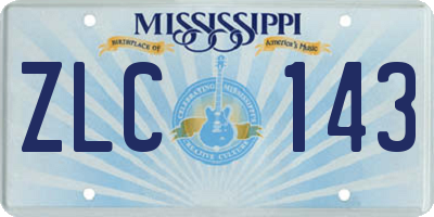 MS license plate ZLC143