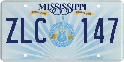 MS license plate ZLC147