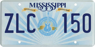 MS license plate ZLC150