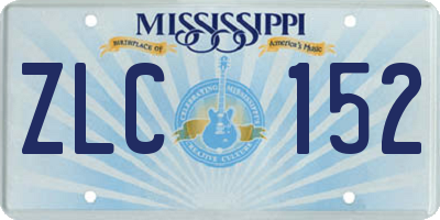 MS license plate ZLC152