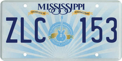 MS license plate ZLC153