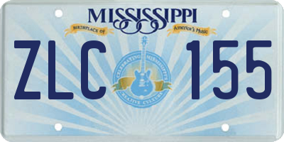 MS license plate ZLC155