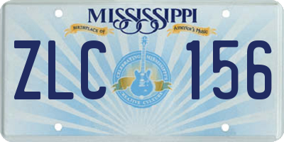 MS license plate ZLC156