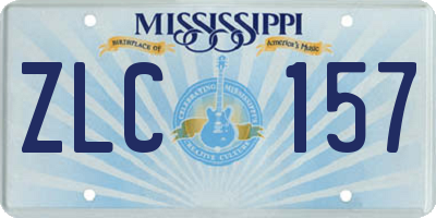 MS license plate ZLC157
