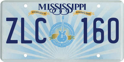 MS license plate ZLC160