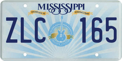 MS license plate ZLC165