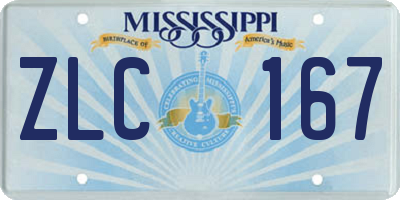 MS license plate ZLC167