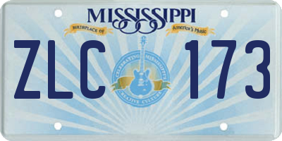 MS license plate ZLC173