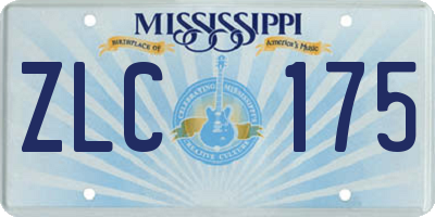 MS license plate ZLC175