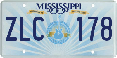 MS license plate ZLC178