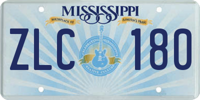 MS license plate ZLC180