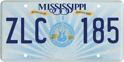 MS license plate ZLC185