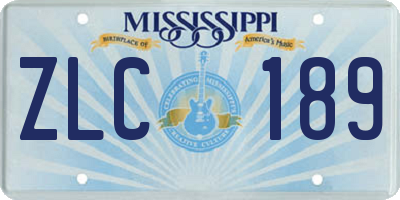MS license plate ZLC189