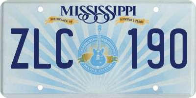 MS license plate ZLC190