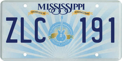 MS license plate ZLC191