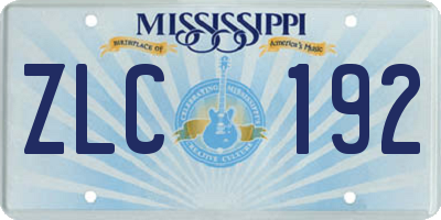 MS license plate ZLC192