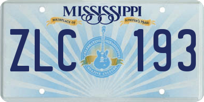 MS license plate ZLC193