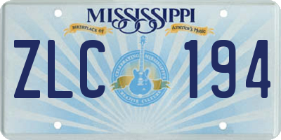 MS license plate ZLC194