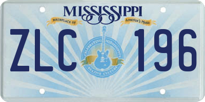 MS license plate ZLC196