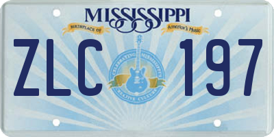 MS license plate ZLC197