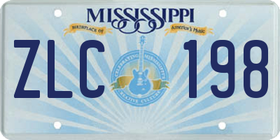 MS license plate ZLC198
