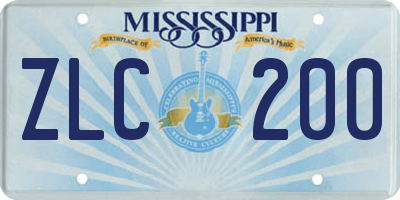 MS license plate ZLC200